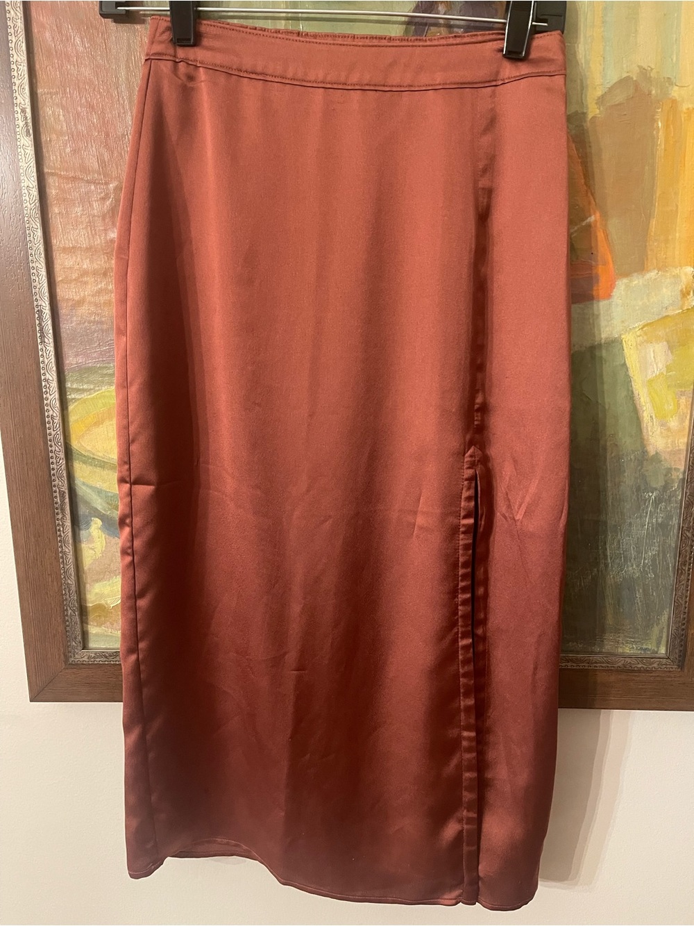 Abercrombie & Fitch Rust Satin Midi Skirt
